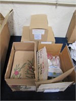 3 boxes mixed paper napkins, 1 box of paper bags,