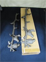 2 metal bird wall mount coat racks NIP