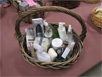 1 basket of bath & body items: bar of soap,