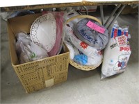 1 lot of poly-fill and mixed linens & doilies