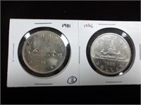 1981/1986 Canadian Nickel Dollars