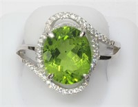 Sterling Silver Peridot (5.12ct) Ring