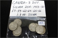 Canada 8-25 cent pieces