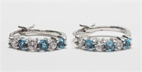 2-Sterling Silver Garnet and Blue Topaz Earrings