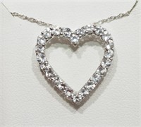 Sterling Silver White Topaz Heart Shape Necklace