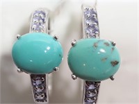 2-Sterling Silver Tanzanite and Turquoise Rings