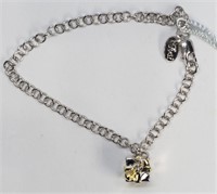 Sterling Silver Diamond Gift Box Bracelet