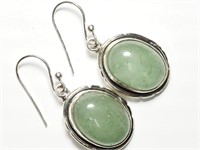 Sterling Silver Green Agate Earrings