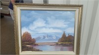 Framed Hand Painted Mountain Scene