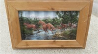 Wood framed Horse print on Tin