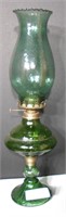 Green Glass Oil Lamp with globe