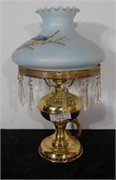 Lamp with Painted Globe and Glass Prisms
