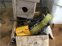 Box of metal fitting and bird house