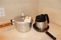 Pressure cooker, coffee pot and small cooking pan