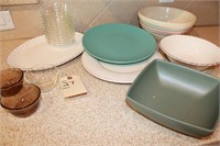 Glass and ceramic plates and bowls
