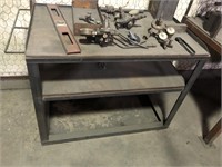 Metal frame work Table. Contents not included.