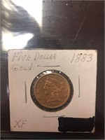 1883 Five Dollar Gold Coin