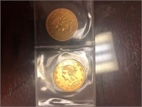 1882 and 1847 ten dollar gold coins