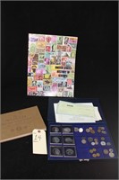 Stamp collection, Silver NRA coins, Subway Tokens