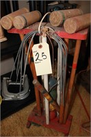 Outdoor yard toys, vintage wood croquet set