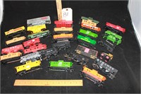box of vintage electric model train cars