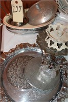 Silver plated trivets, S&P, casserole, platter