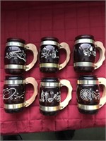 Set of 6 Western Beer mugs