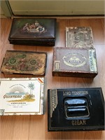 Cigar boxes, 4 Wood and 2 Tin