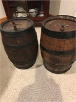 Wooden kegs, 16 inches tall, with spigots
