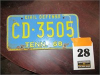 1968 Civil Defense License Plate