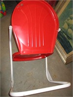 Vintage Red Metal Lawn/Porch Chair