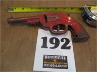 Vintage Tin Clicker Gun red 8" long