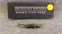 Rough Ride Knife- Brown Stag Bone