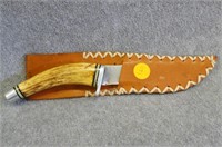 Stag Handle Handmade Hunting  Knife With Sheath