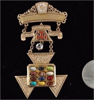 Masonic Gold, Enamel & Multi-stone Pin
