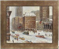 M. Jourdan, O/C Fifth Avenue Snowy Street Scene