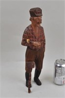 Vintage Folk Art Carved Painted Woodsman Figure