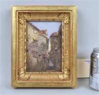 G. Harlow, Small Framed Watercolor of Buildings