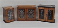 Three English Oak Tobacco Cabinets
