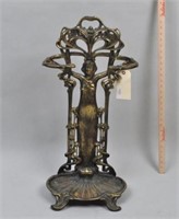 Art Nouveau Patinated Bronze Umbrella Stand