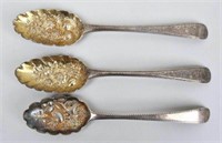 Three English Sterling Berry Spoons