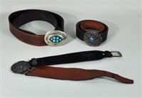 Three Vintage Silver Buckles & Belts