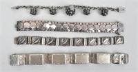 Four Vintage Silver Bracelets
