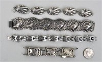Four Vintage Sterling Link Bracelets