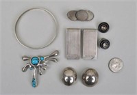Seven Modernist Sterling Jewelry Items