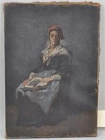 French School O/C of Woman with Book