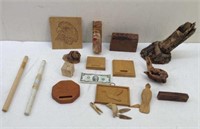 Wood Crafted Lot w/ Carvings  Driftwood  More