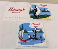 (3) Hamm's Beer 1960's Plastic Tile Signs