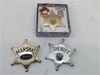 (3) Vtg Child's Metal Marshal & Sheriff Badges