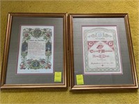 Lot of 2 hand colored prints